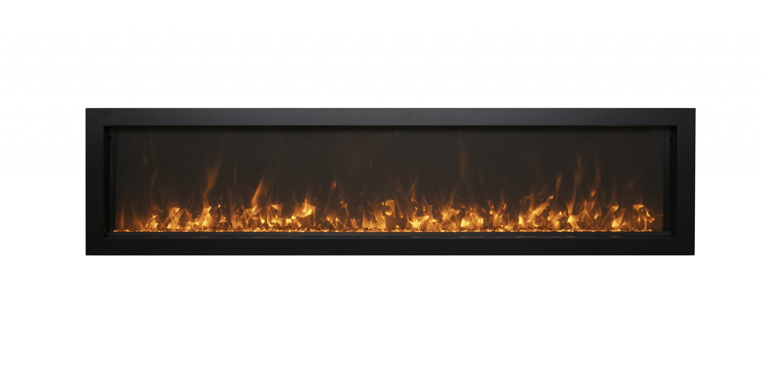 Panorama Xtraslim Lumina  - 50" Indoor /Outdoor Built In Full View Smart Electric Fireplace, WiFi Enabled, Programable Remote Control, Multi Flame Speeds, Comes with Glass, Oak Logs, Glowing Log Media and a Black Trim
