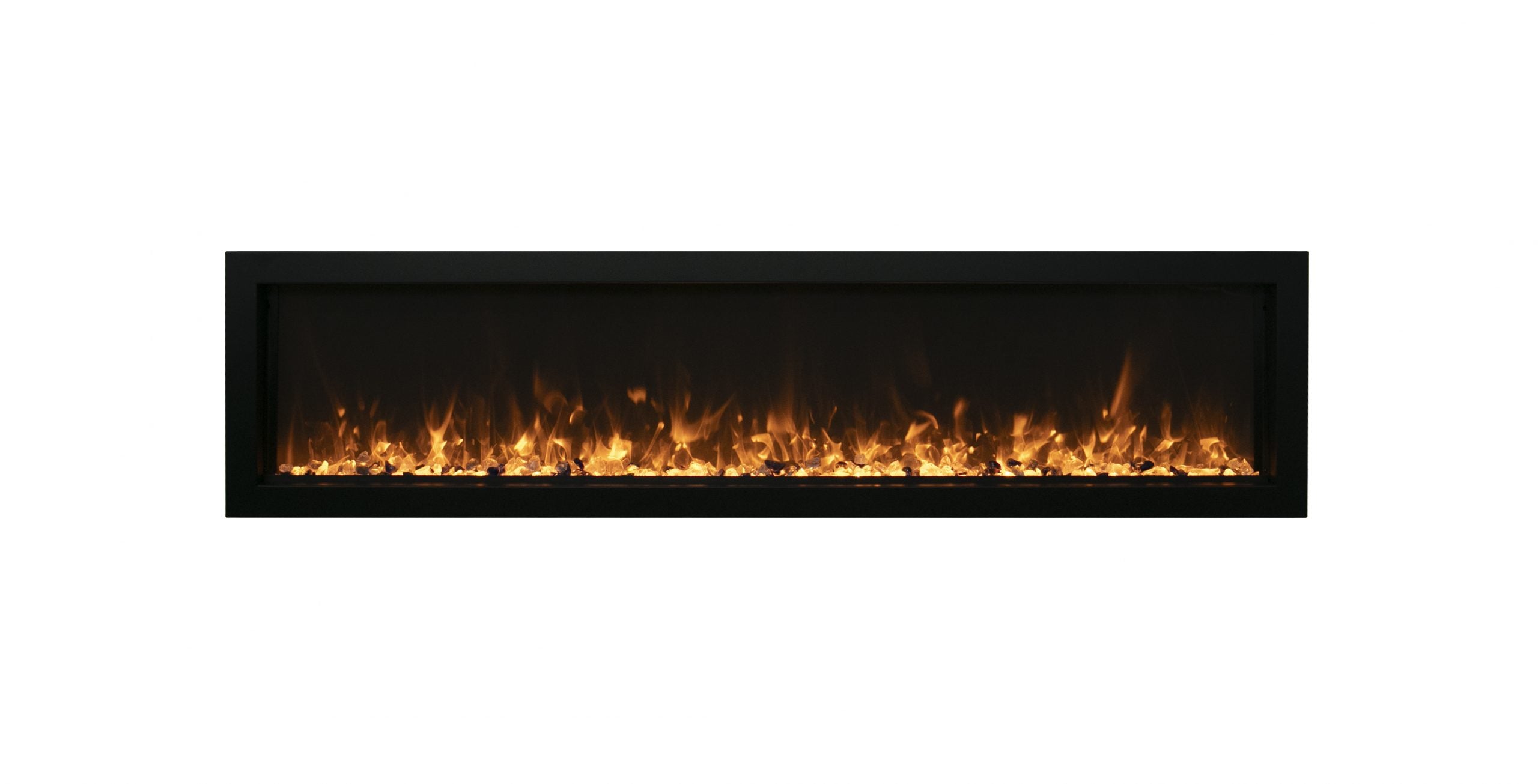 55" Extra Slim Indoor or Outdoor Built In Electric Fireplace with Black Steel Surround