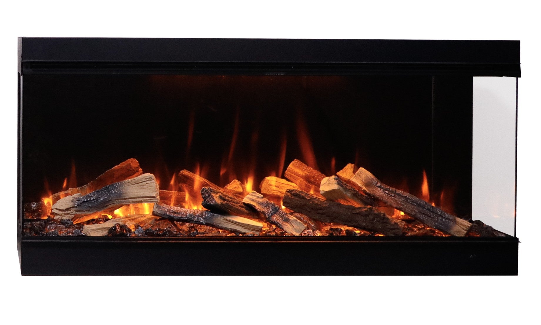 Fire & Ice LumaForest 48" Indoor only 3 Sided Built-In Smart Built-In Electric Fireplace, WiFi Enabled, Programmable Remote Control, Multi-Color Flames, Adjustable Flame Speeds, Comes with Split Log Set and Tray Media