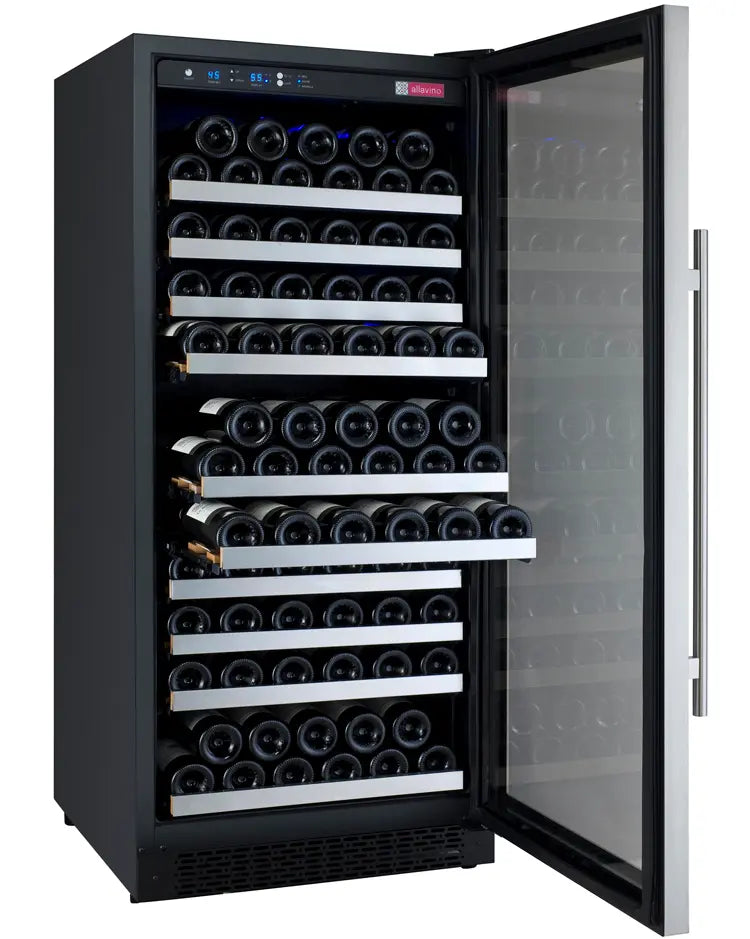 Allavino FlexCount Series 128 Bottle Single Zone Built-in Wine Refrigerator with Stainless Steel Door - Right Hinge