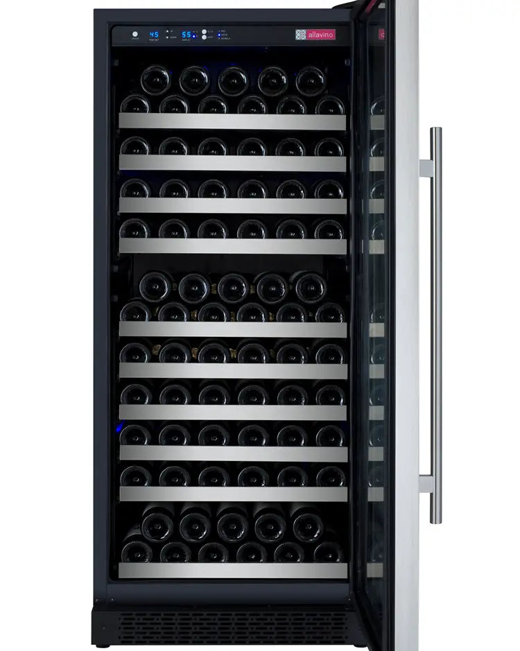 Allavino FlexCount Series 128 Bottle Single Zone Built-in Wine Refrigerator with Stainless Steel Door - Right Hinge
