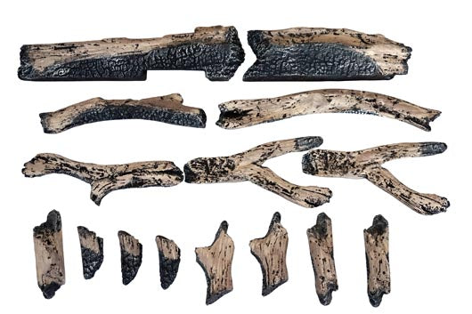 RUSTIC - 14 Piece Deluxe Media Kit Includes: 14 logs, stones, pebbles & embers