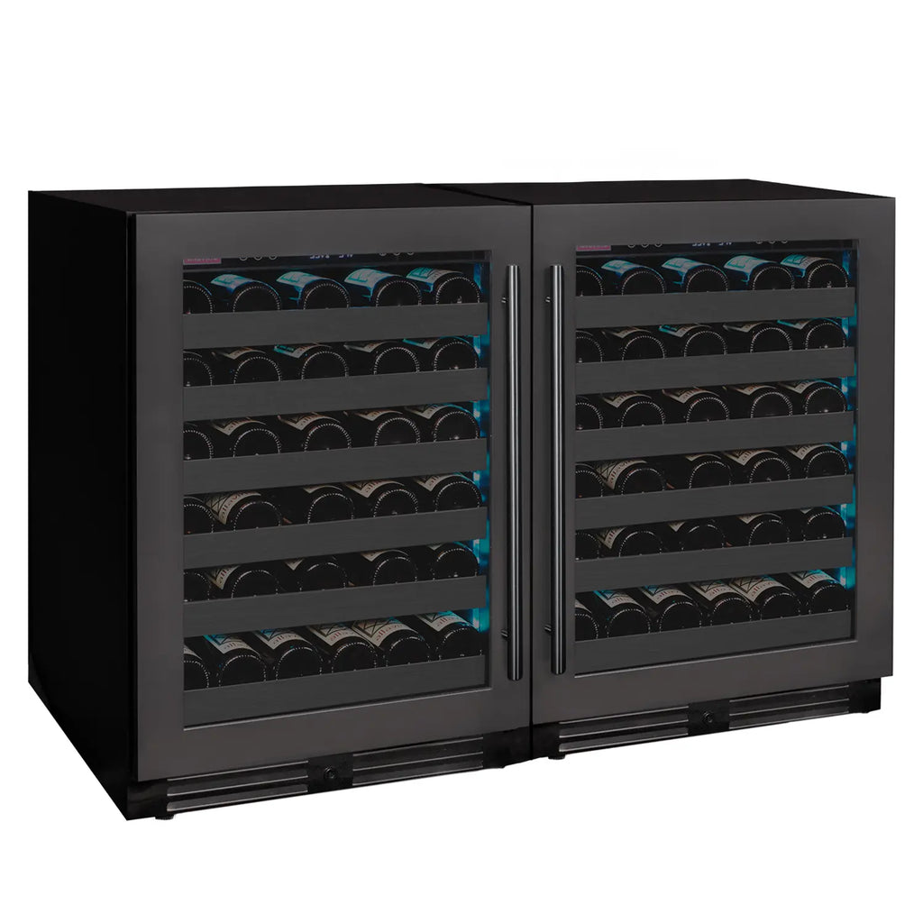 Allavino Reserva Series 100 Bottle 34" Undercounter Dual Zone Side-by-Side Wine Coolers with Black Stainless Steel Doors
