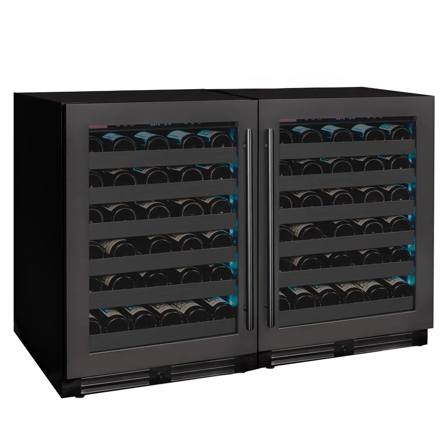 Allavino Reserva Series 100 Bottle 34" Undercounter Dual Zone Side-by-Side Wine Coolers with Black Stainless Steel Doors