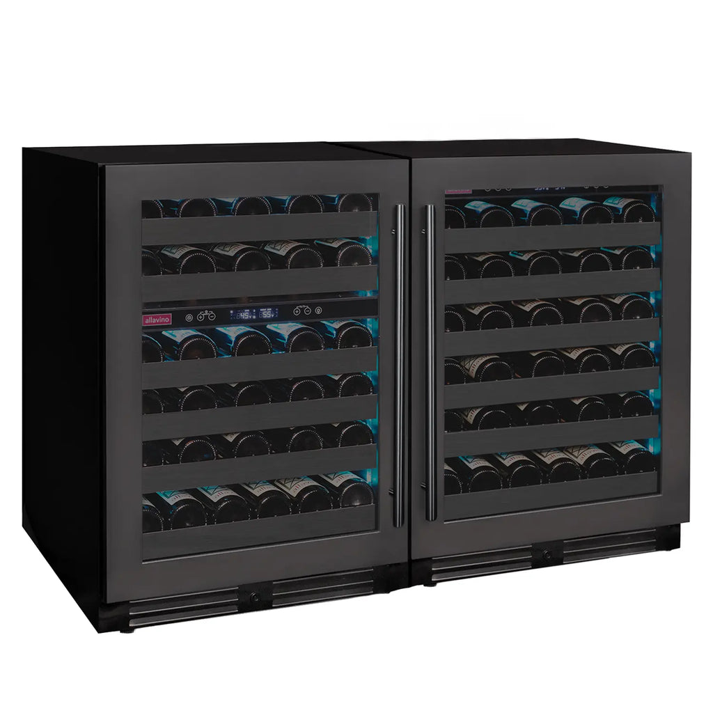 Allavino Reserva Series 100 Bottle  Undercounter - Three Zone Black Side-by-Side Wine Refrigerators with Black Stainless Steel Doors