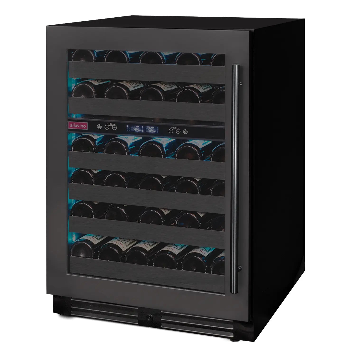 Allavino Reserva Series 50 Bottle Dual Zone Built-in Wine Cooler Refrigerator with Black Stainless Steel Door - Left Hinge