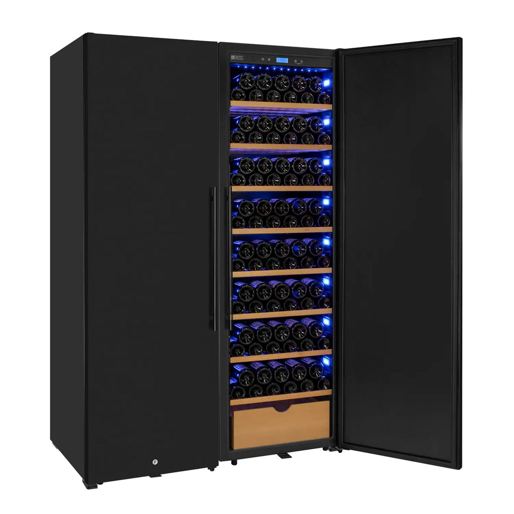 Allavino 370 Bottle Side-by-Side Wine Vault with Solid Black Doors
