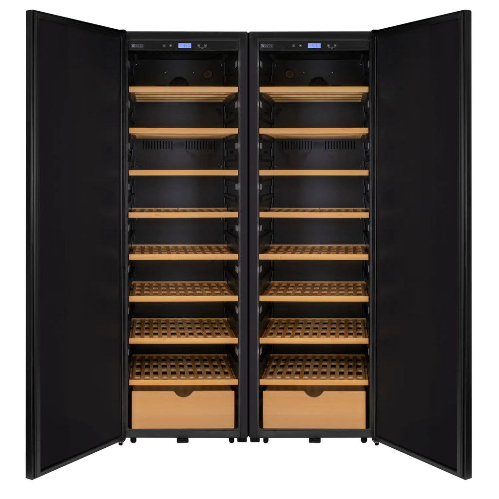 Allavino 370 Bottle Side-by-Side Wine Vault with Solid Black Doors