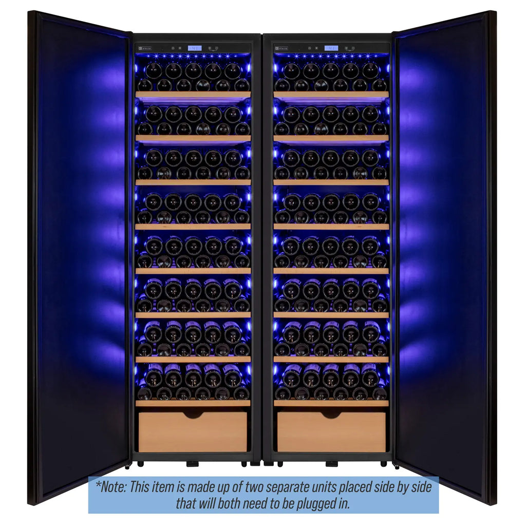 Allavino 370 Bottle Side-by-Side Wine Vault with Solid Black Doors