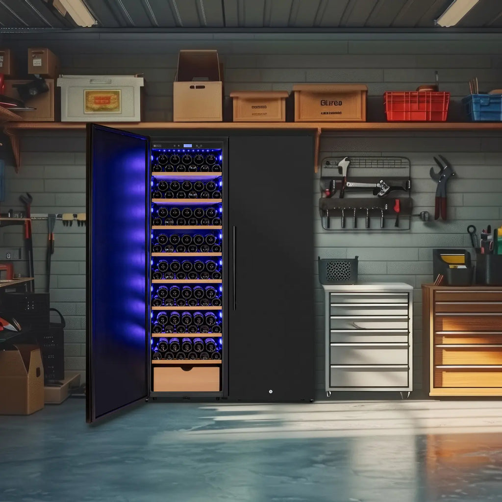 Allavino 370 Bottle Side-by-Side Wine Vault with Solid Black Doors