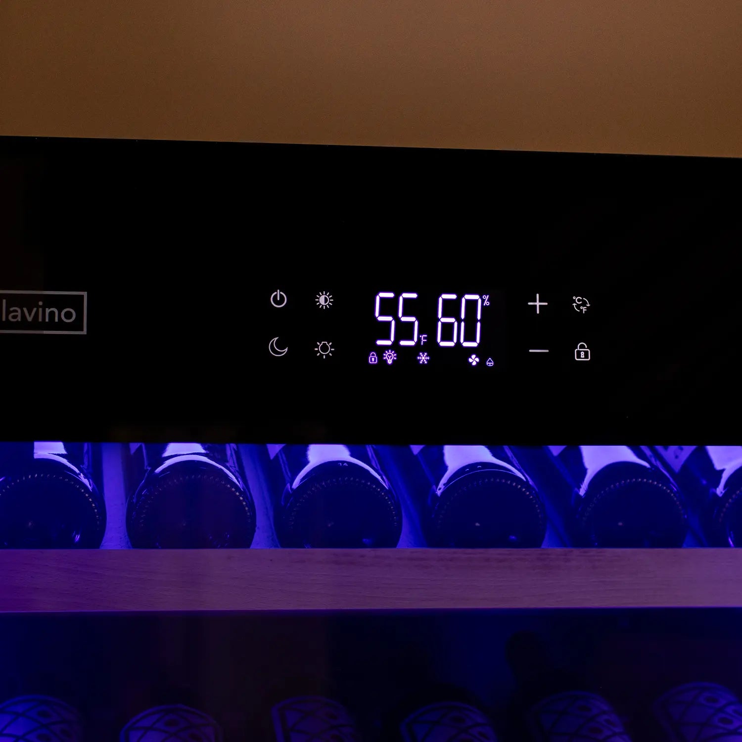 Allavino 496 Bottle Dual Zone Freestanding Wine Refrigerator with Display Shelving and Black Glass Door - Side-by-Side