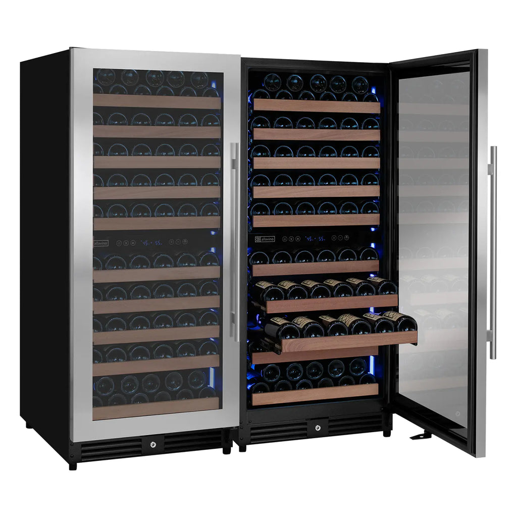 Allavino 238 Bottle 55" Tall Four Zone Side-by-Side Stainless Steel Wine Refrigerator