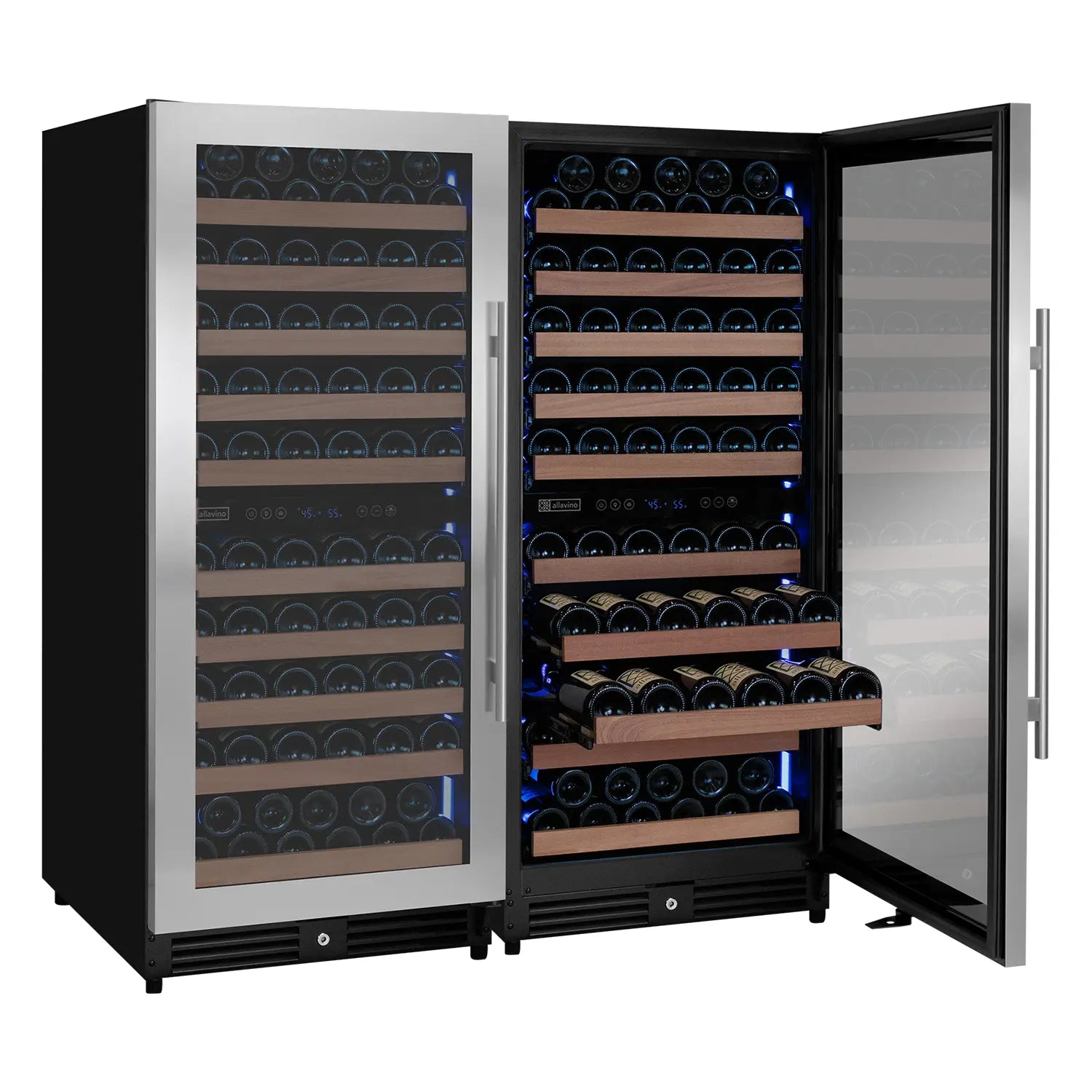 Allavino 238 Bottle 55" Tall Four Zone Side-by-Side Stainless Steel Wine Refrigerator