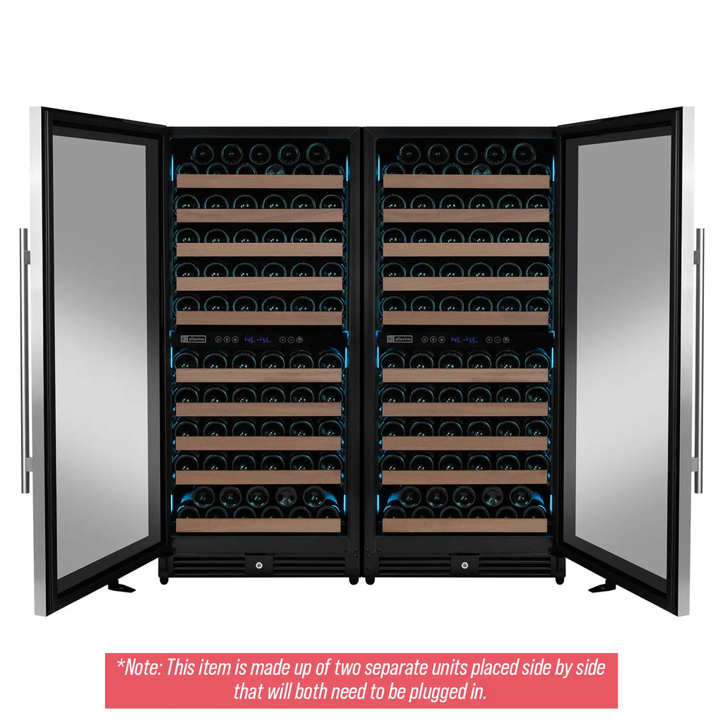Allavino 238 Bottle 55" Tall Four Zone Side-by-Side Stainless Steel Wine Refrigerator