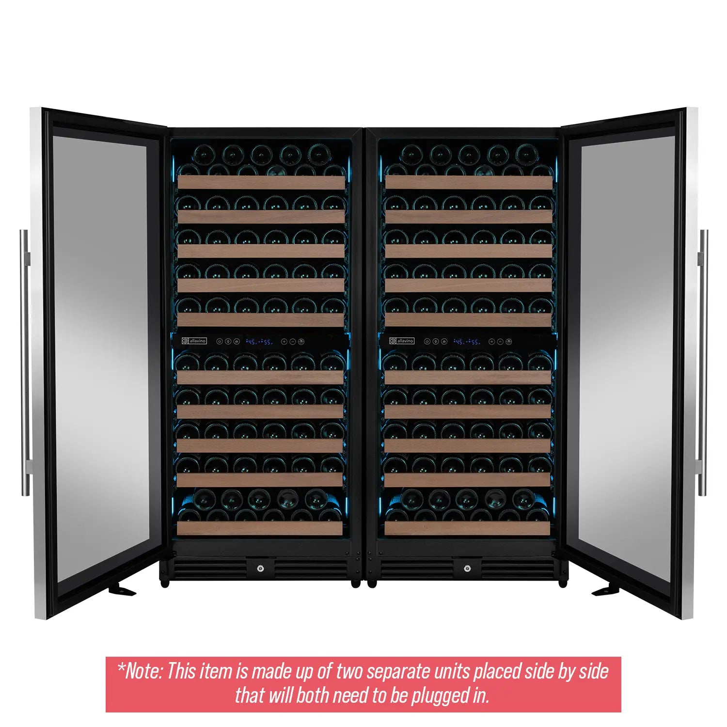 Allavino 238 Bottle 55" Tall Four Zone Side-by-Side Stainless Steel Wine Refrigerator