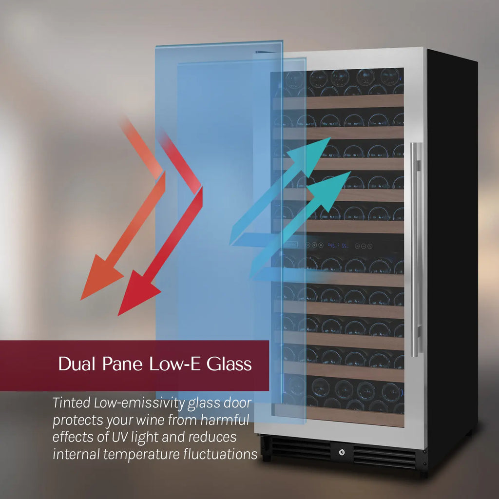 Allavino 238 Bottle 55" Tall Four Zone Side-by-Side Stainless Steel Wine Refrigerator