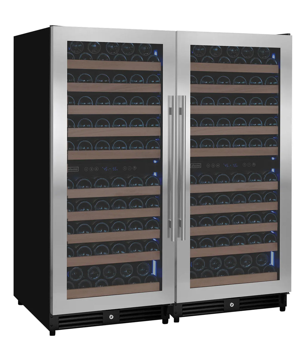 Allavino 238 Bottle 55" Tall Four Zone Side-by-Side Stainless Steel Wine Refrigerator