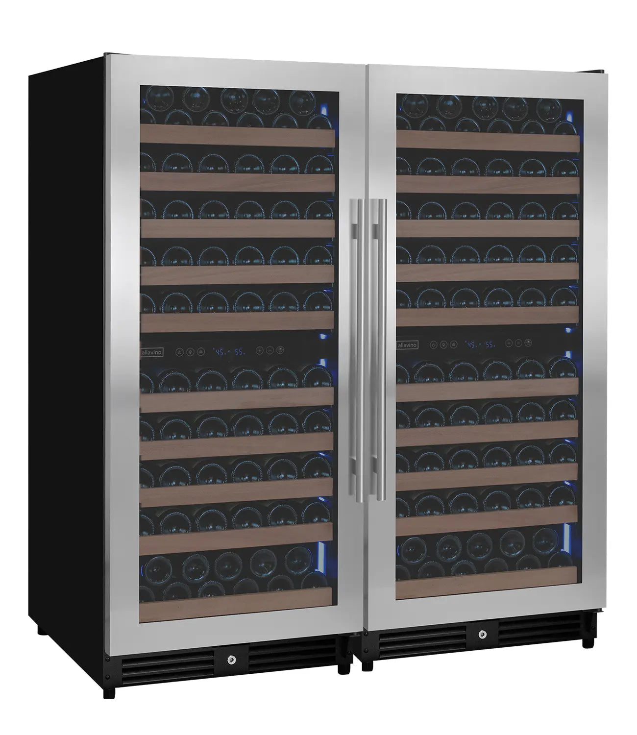 Allavino 238 Bottle 55" Tall Four Zone Side-by-Side Stainless Steel Wine Refrigerator