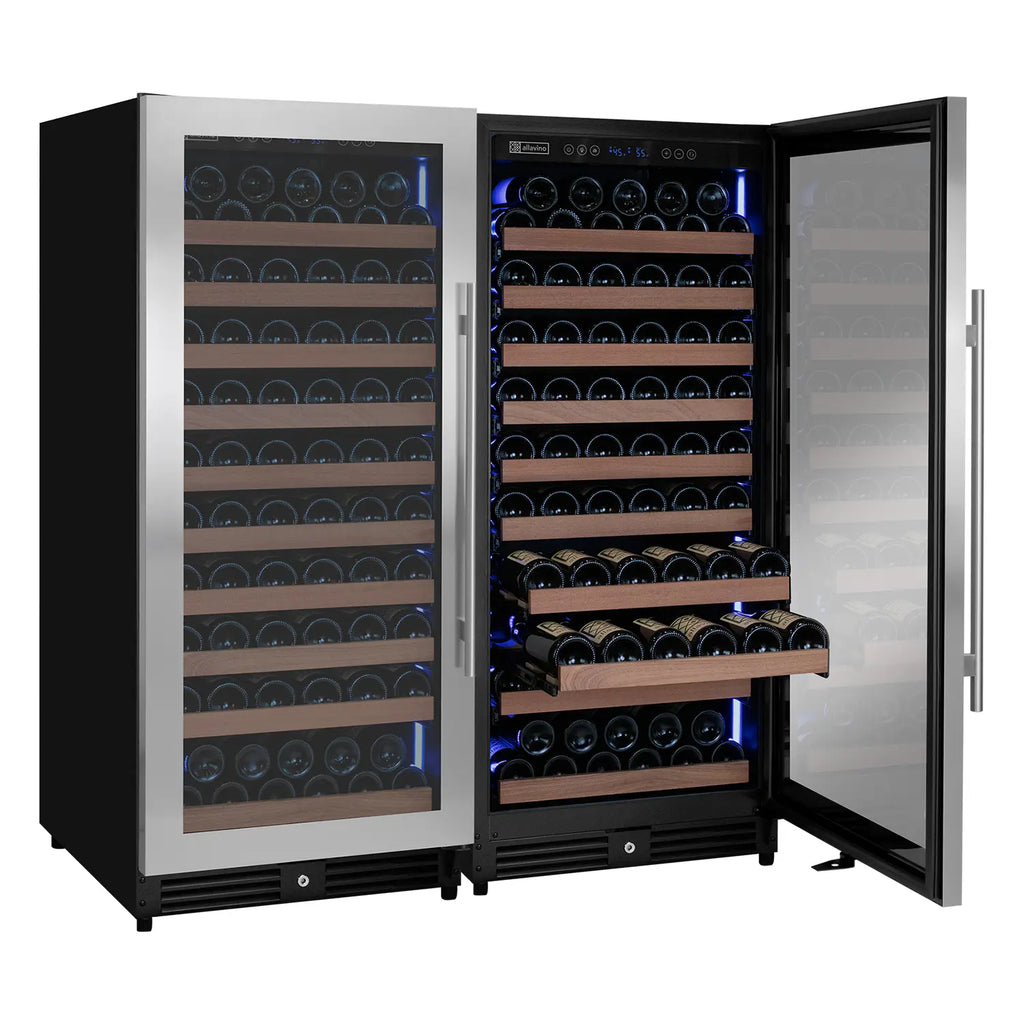Allavino 238 Bottle 55" Tall Dual Zone Side-by-Side Stainless Steel Wine Refrigerator