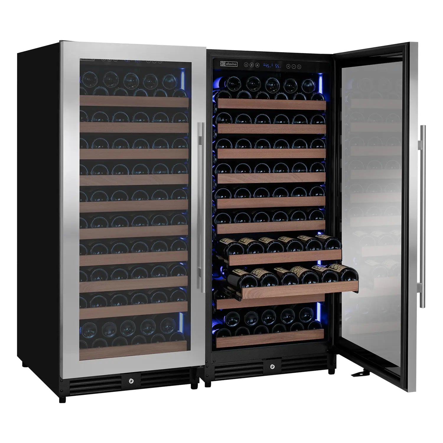 Allavino 238 Bottle 55" Tall Dual Zone Side-by-Side Stainless Steel Wine Refrigerator