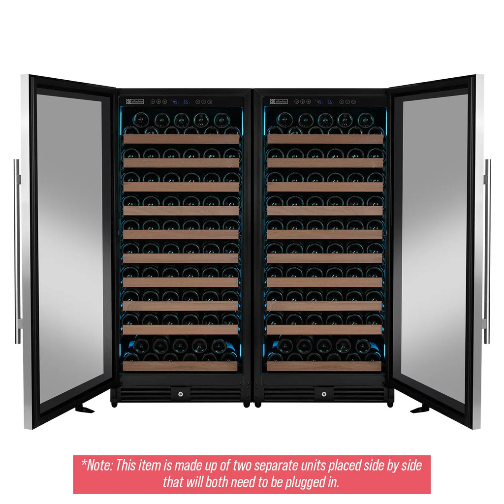 Allavino 238 Bottle 55" Tall Dual Zone Side-by-Side Stainless Steel Wine Refrigerator