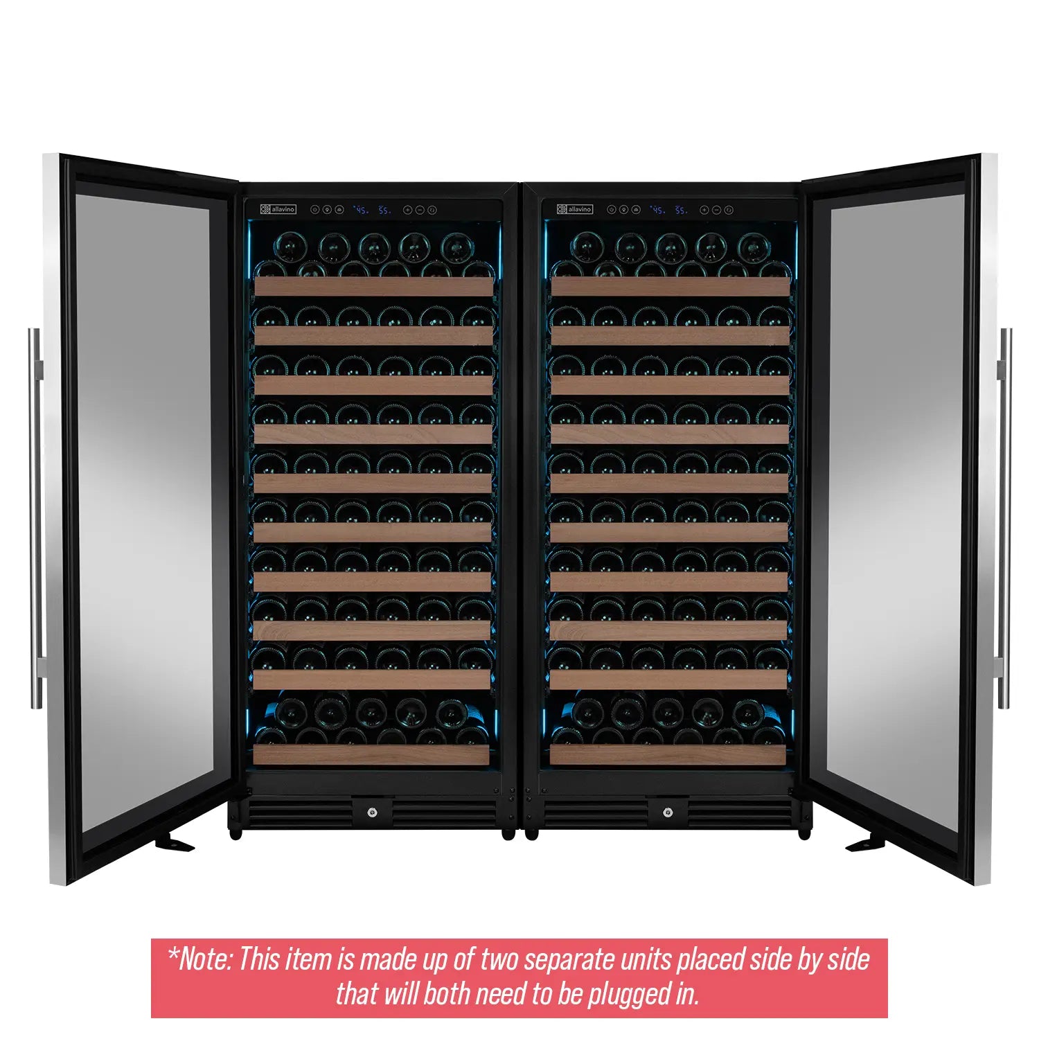 Allavino 238 Bottle 55" Tall Dual Zone Side-by-Side Stainless Steel Wine Refrigerator