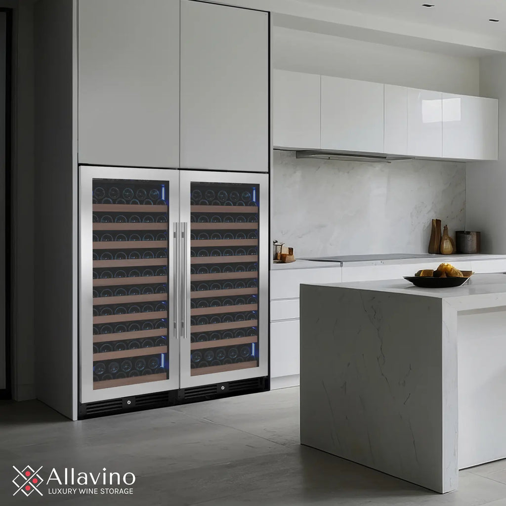 Allavino 238 Bottle 55" Tall Dual Zone Side-by-Side Stainless Steel Wine Refrigerator