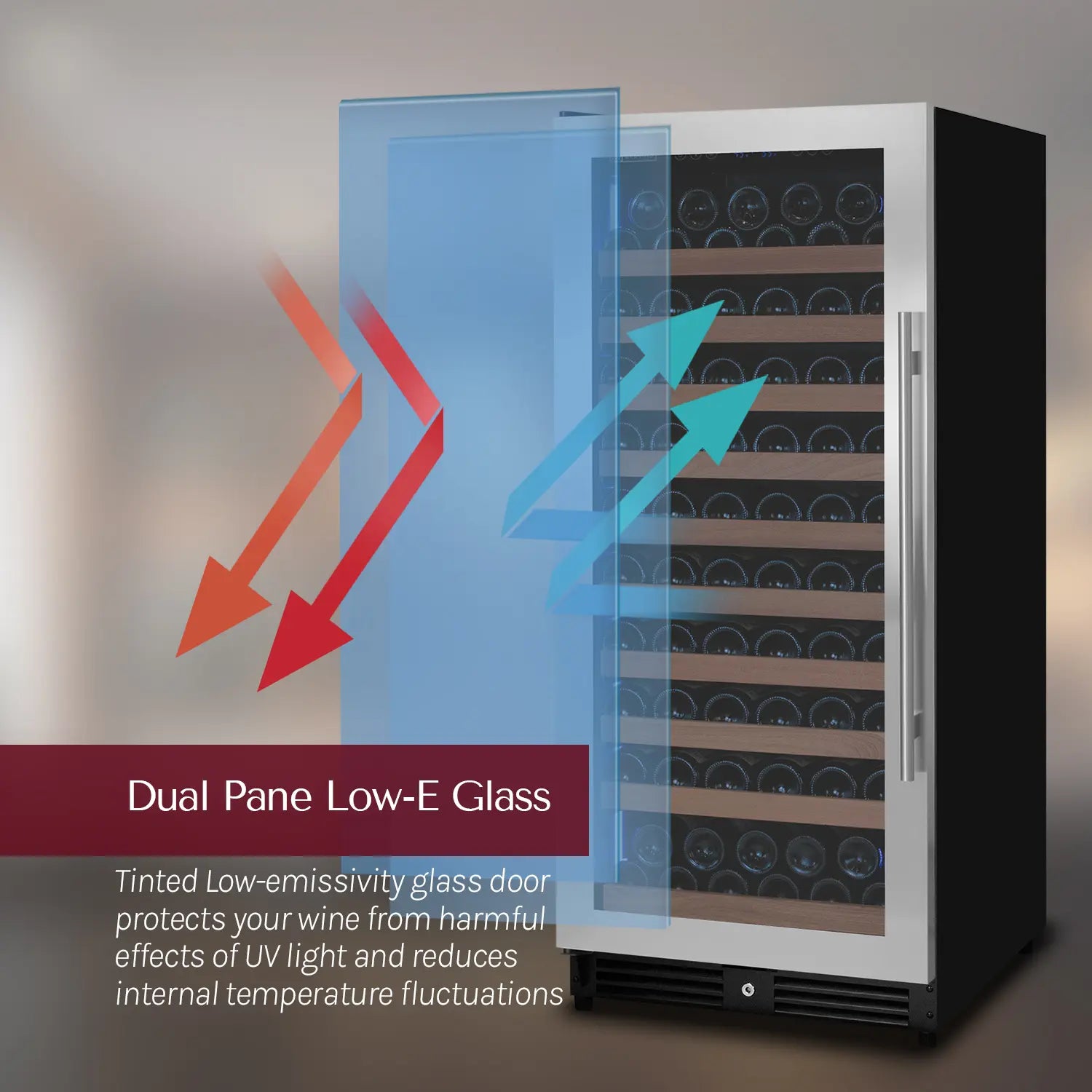 Allavino 238 Bottle 55" Tall Dual Zone Side-by-Side Stainless Steel Wine Refrigerator