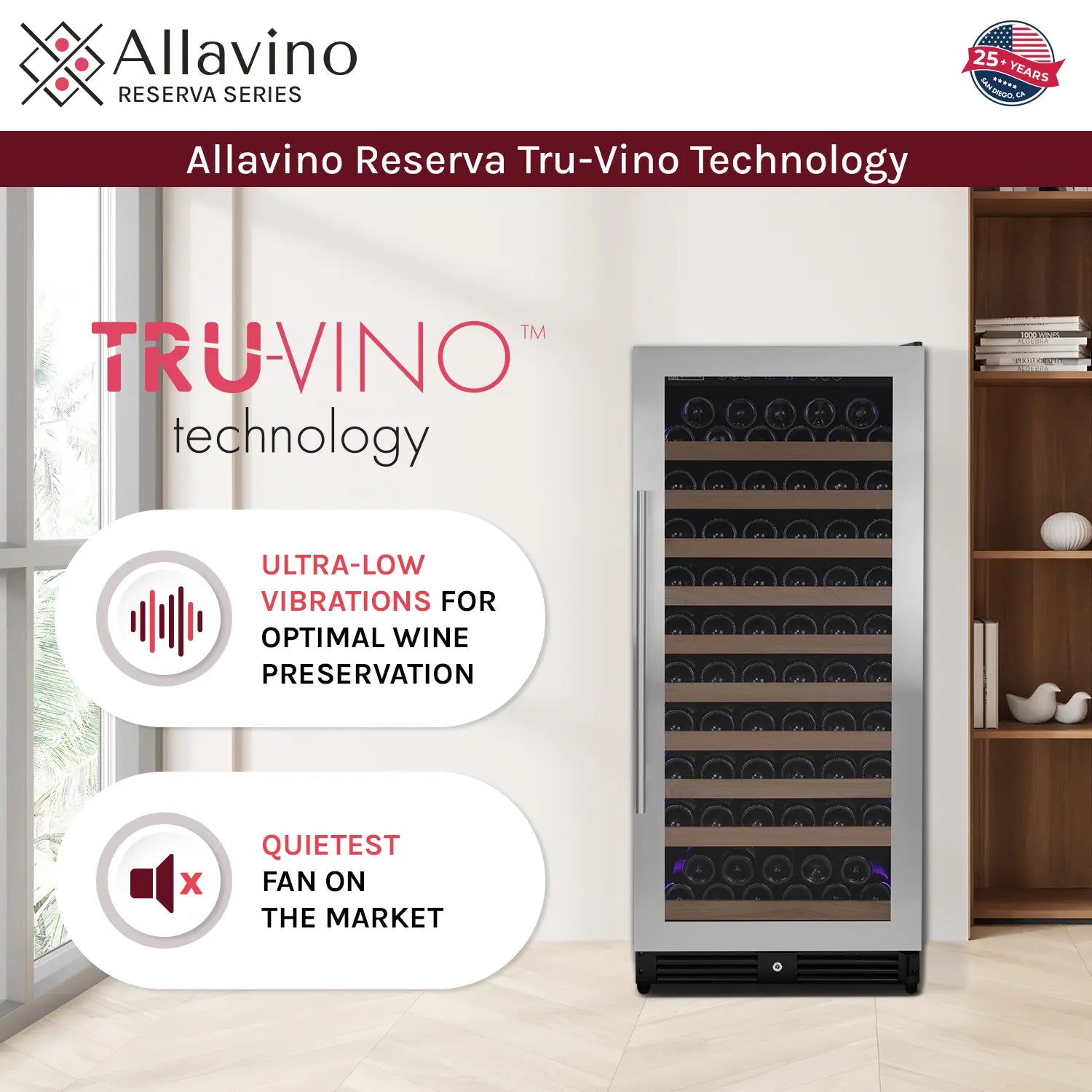 Allavino 238 Bottle 55" Tall Dual Zone Side-by-Side Stainless Steel Wine Refrigerator