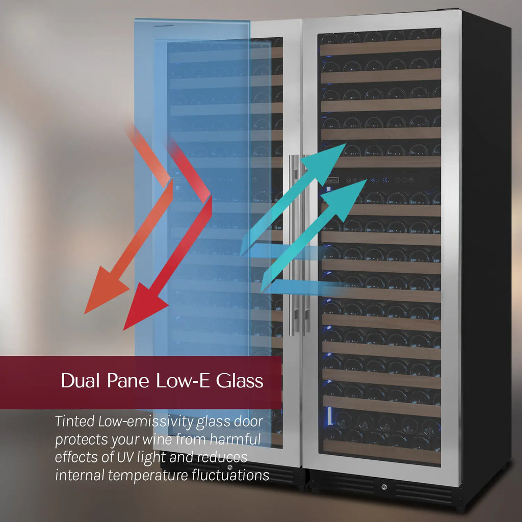 Allavino Reserva Series 308 Bottle 71" Tall Four Zone Stainless Steel Side-by-Side Wine Refrigerator