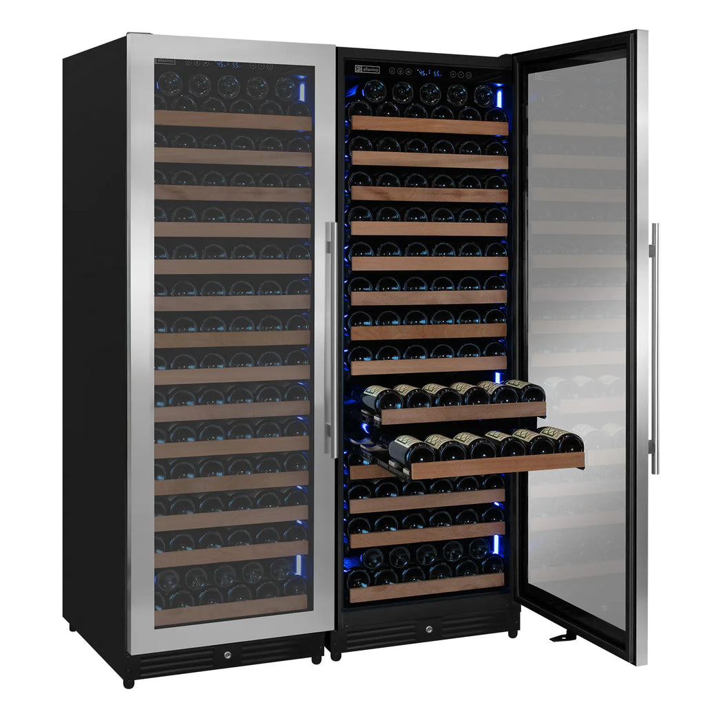 Allavino Reserva Series 326 Bottle 71" Tall Dual Zone Stainless Steel Side-by-Side Wine Refrigerator