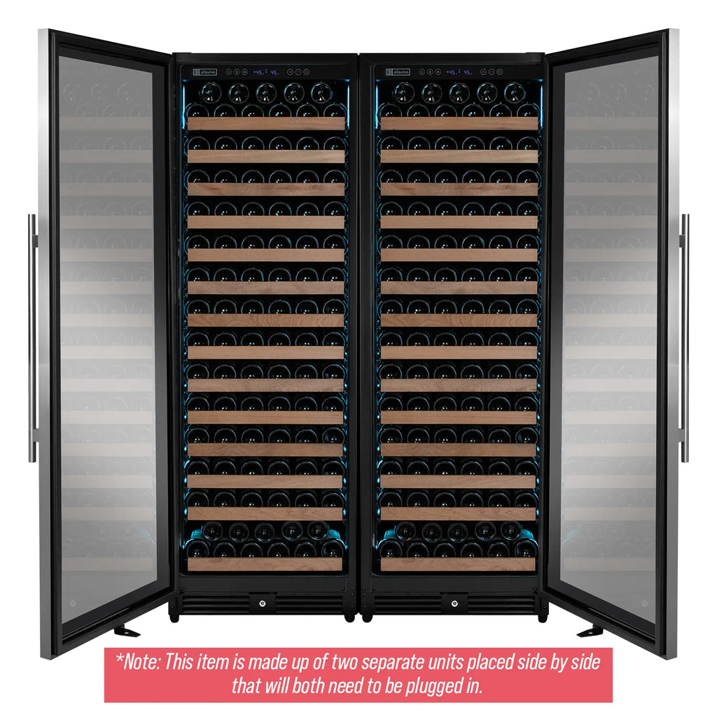 Allavino Reserva Series 326 Bottle 71" Tall Dual Zone Stainless Steel Side-by-Side Wine Refrigerator