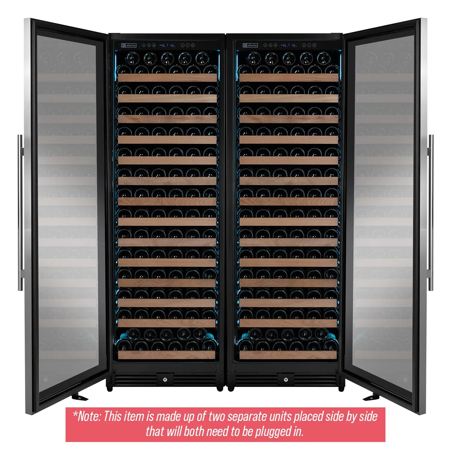 Allavino Reserva Series 326 Bottle 71" Tall Dual Zone Stainless Steel Side-by-Side Wine Refrigerator