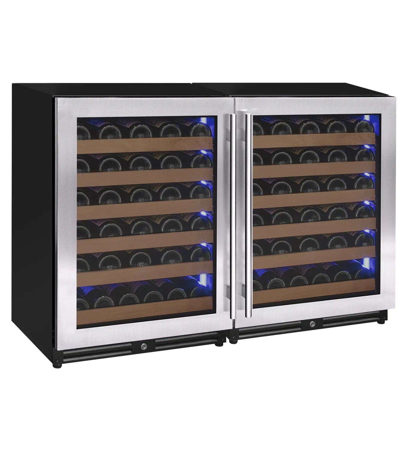 Allavino Reserva Series 112 Bottle Dual Zone Built-in Luxury Wine Refrigerator with Stainless Steel Doors - Side-by-Side
