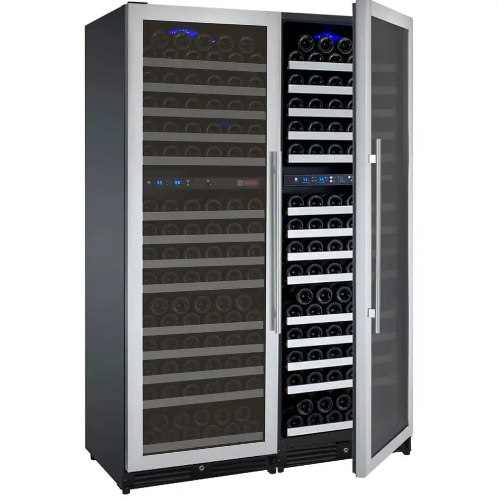 Allavino FlexCount Series 344 Bottle Four-Zone Tall Side-by-Side Wine Refrigerators with Stainless Steel Doors