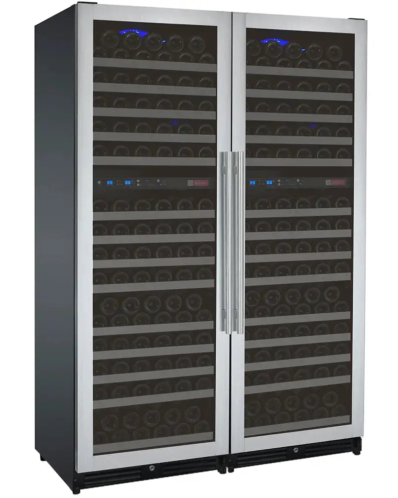 Allavino FlexCount Series 344 Bottle Four-Zone Tall Side-by-Side Wine Refrigerators with Stainless Steel Doors