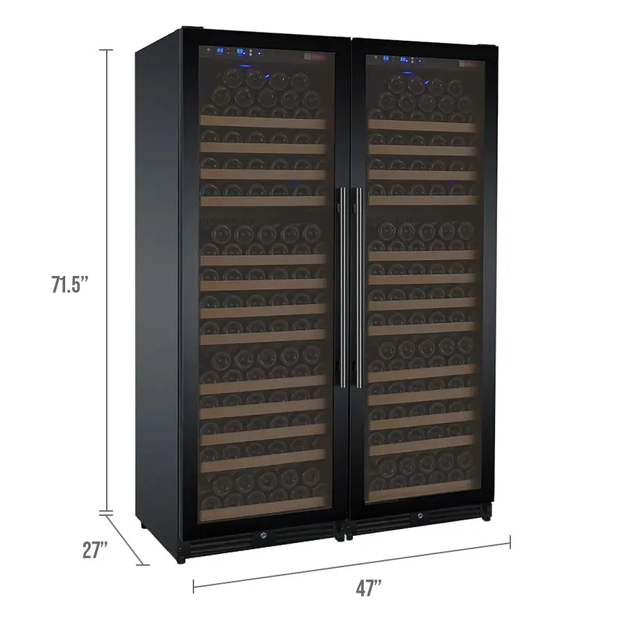 Allavino FlexCount Series 354 Bottle Dual Zone Built-in Side-by-Side Wine Refrigerators with Black Doors
