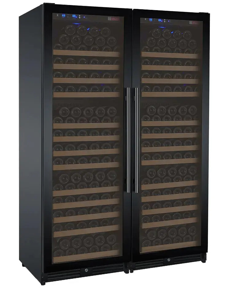 Allavino FlexCount Series 354 Bottle Dual Zone Built-in Side-by-Side Wine Refrigerators with Black Doors