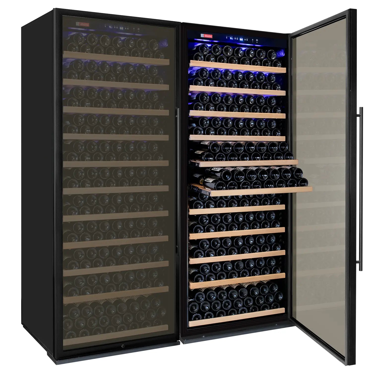 Allavino Vite Series 554 Bottle Dual Zone Tall Side-by-Side Wine Refrigerator with Black Doors