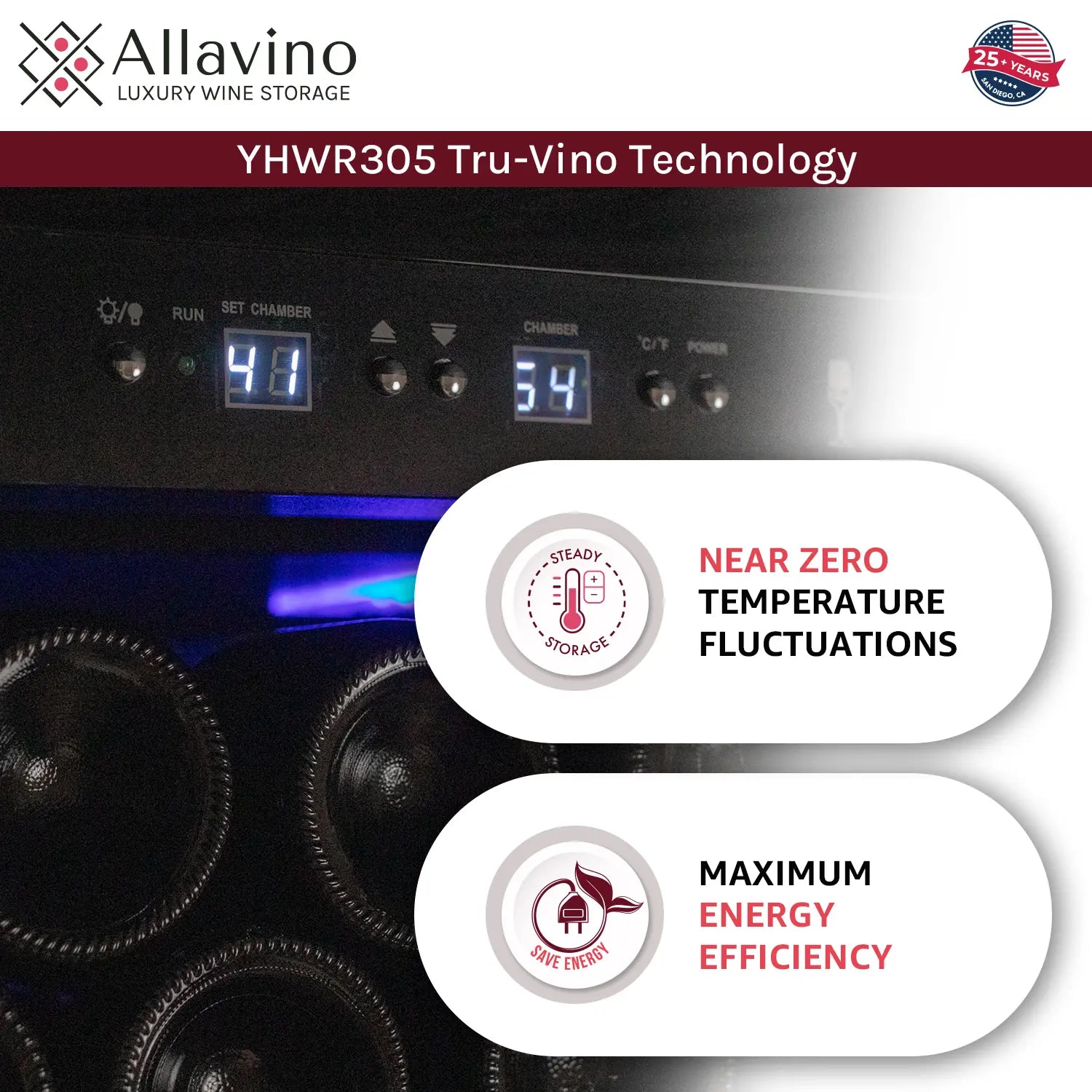 Allavino Vite Series 554 Bottle Dual Zone Tall Side-by-Side Wine Refrigerator with Black Doors