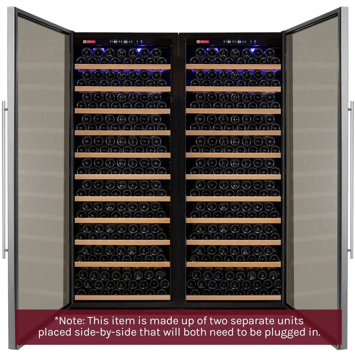Allavino Vite Series 554 Bottle Tall Dual Zone Side-by-Side Wine Refrigerators with Stainless Steel Doors