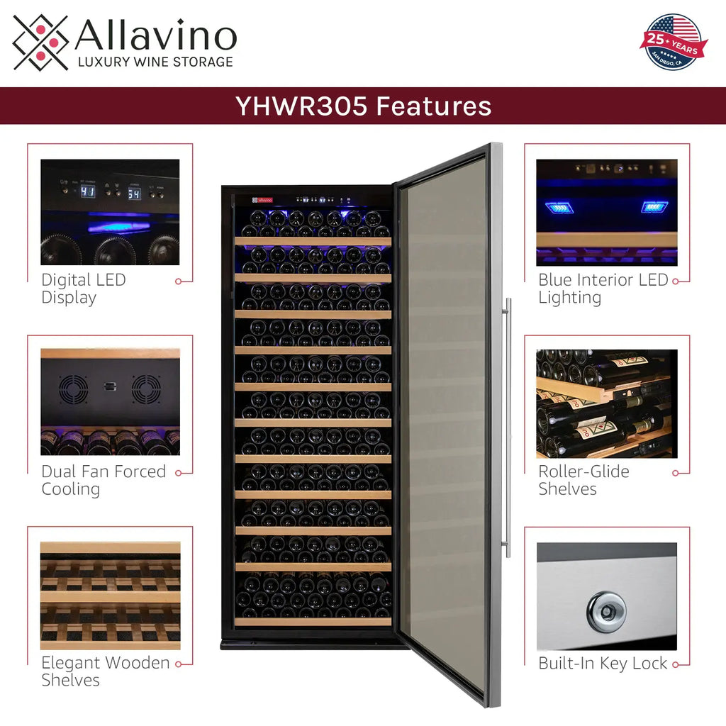 Allavino Vite Series 554 Bottle Tall Dual Zone Side-by-Side Wine Refrigerators with Stainless Steel Doors