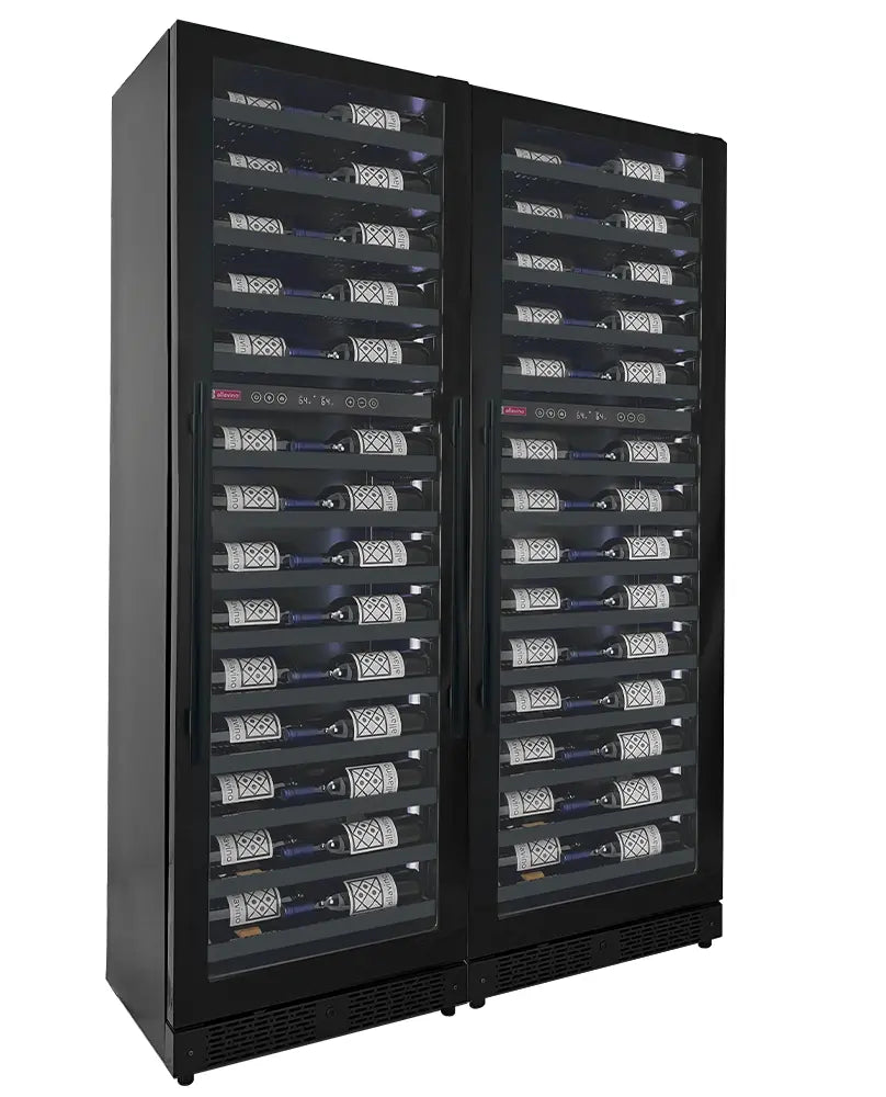 Allavino Reserva Series 134 Bottle Four Zone Shallow Side-by-Side Wine Refrigerators with Black Doors