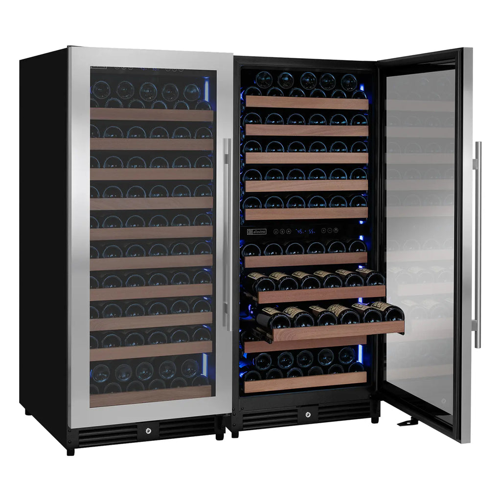 Allavino 238 Bottle 55" Tall Three Zone Side-by-Side Stainless Steel Wine Refrigerator