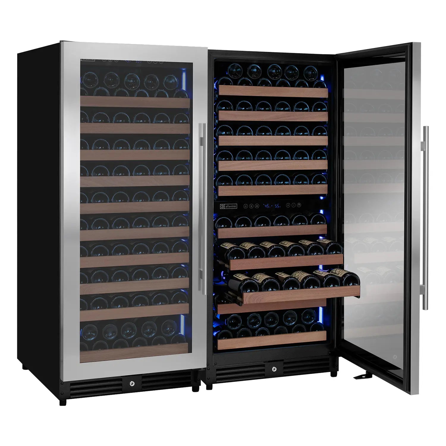 Allavino 238 Bottle 55" Tall Three Zone Side-by-Side Stainless Steel Wine Refrigerator