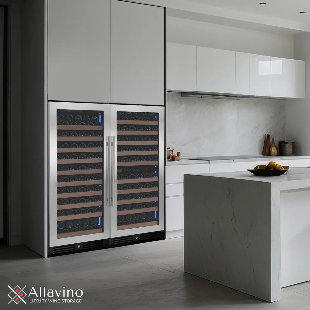 Allavino 238 Bottle 55" Tall Three Zone Side-by-Side Stainless Steel Wine Refrigerator