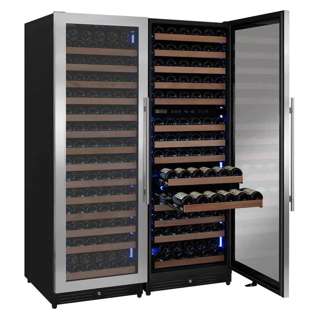 Allavino Reserva Series 317 Bottle 71" Tall Three Zone Stainless Steel Side-by-Side Wine Refrigerator