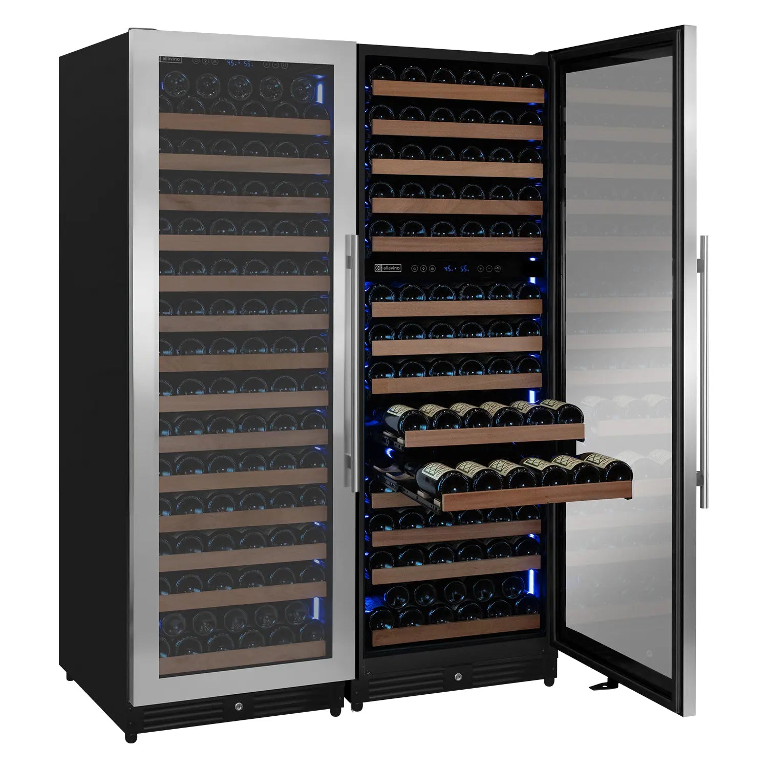 Allavino Reserva Series 317 Bottle 71" Tall Three Zone Stainless Steel Side-by-Side Wine Refrigerator