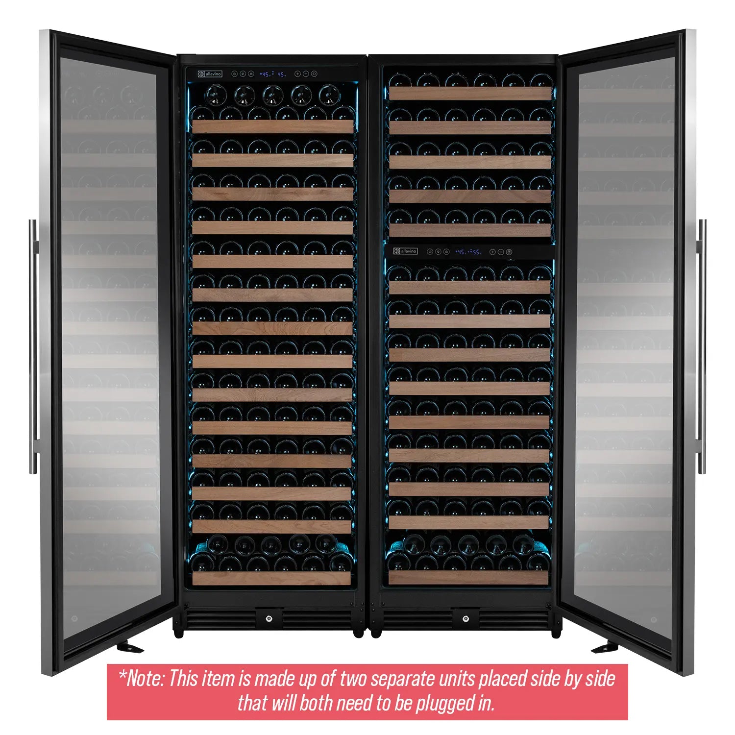 Allavino Reserva Series 317 Bottle 71" Tall Three Zone Stainless Steel Side-by-Side Wine Refrigerator