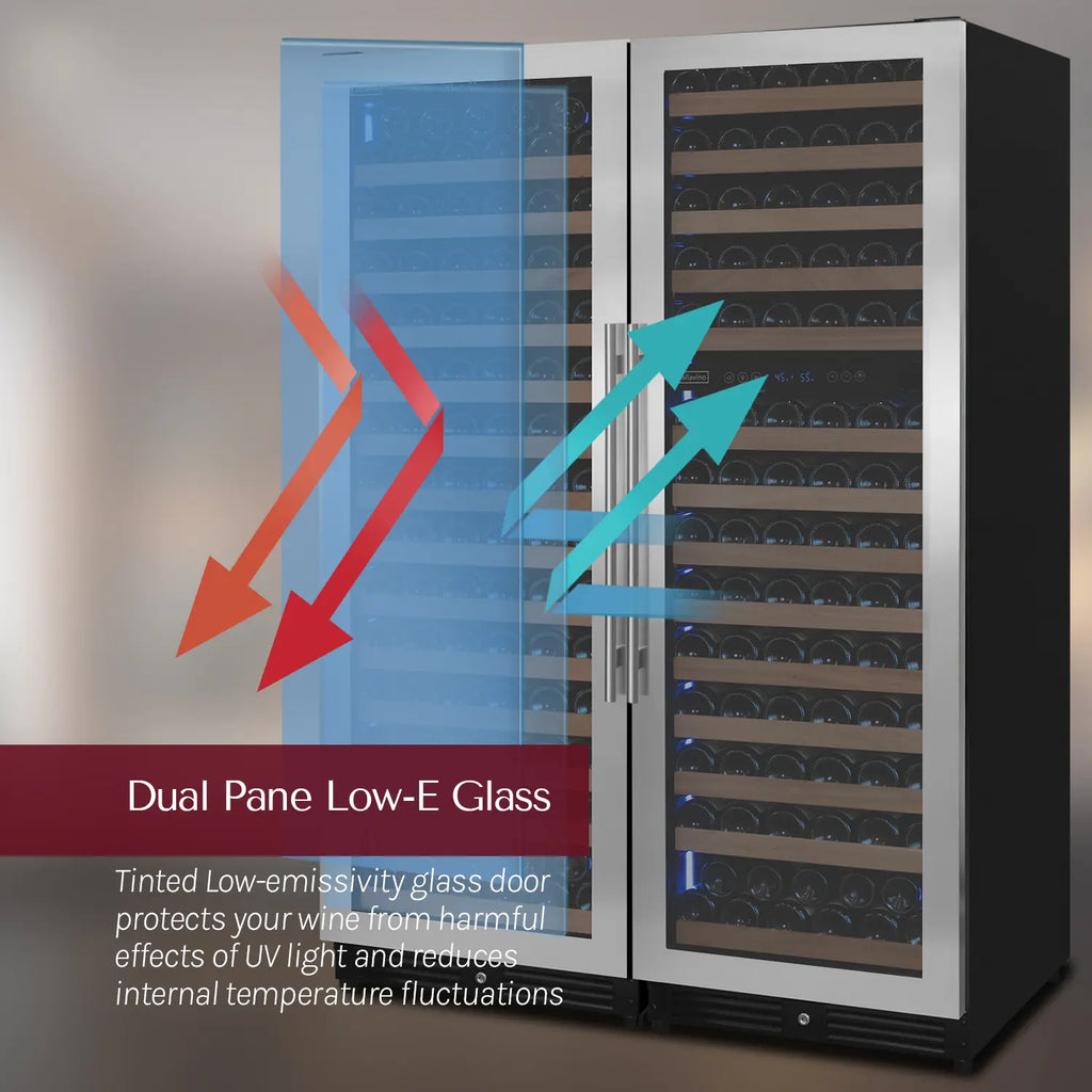 Allavino Reserva Series 317 Bottle 71" Tall Three Zone Stainless Steel Side-by-Side Wine Refrigerator